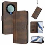 For Honor X9a / Magic 5 Lite / X40 Line Splicing Buckle Retro Leather Phone Case(Brown)