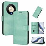 For Honor X9b / Honor Magic6 Lite 5G Line Splicing Buckle Retro Leather Phone Case(Mint Green)