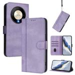 For Honor X9b / Honor Magic6 Lite 5G Line Splicing Buckle Retro Leather Phone Case(Purple)