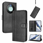 For Honor X9c Smart Global Line Splicing Buckle Retro Leather Phone Case(Black)