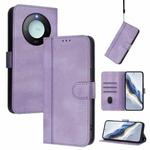 For Honor X9c Smart Global Line Splicing Buckle Retro Leather Phone Case(Purple)