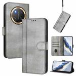 For Honor X9c / Magic7 Lite Line Splicing Buckle Retro Leather Phone Case(Grey)