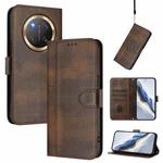 For Honor X9c / Magic7 Lite Line Splicing Buckle Retro Leather Phone Case(Brown)