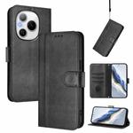 For Honor Power Line Splicing Buckle Retro Leather Phone Case(Black)