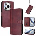 For Honor Power Line Splicing Buckle Retro Leather Phone Case(Wine Red)