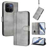 For Honor X6c 4G Line Splicing Buckle Retro Leather Phone Case(Grey)