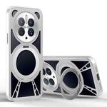 For Huawei Mate 50 Pro Cooling Hollow Metal Holder MagSafe Phone Case(Silver)