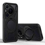 For Huawei Pura 70 Pro / 70 Pro+ Cooling Hollow Metal Holder MagSafe Phone Case(Black)