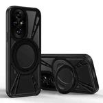 For Honor 200 Cooling Hollow Metal Holder MagSafe Phone Case(Black)