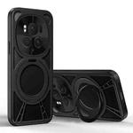 For Honor Magic6 Pro Cooling Hollow Metal Holder MagSafe Phone Case(Black)