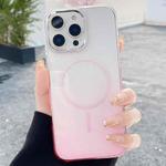 For iPhone 16 Pro Max Metal Lens Frame Gradient PC MagSafe Phone Case(Pink)