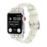 For Apple Watch Ultra 49mm / Series 8&7 45mm / SE 2&6&SE&5&4 44mm / 3&2&1 42mm Leather Woven Single Loop Watch Band(White)