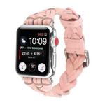 For Apple Watch Ultra 49mm / Series 8&7 45mm / SE 2&6&SE&5&4 44mm / 3&2&1 42mm Leather Woven Single Loop Watch Band(Pink)