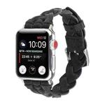 For Apple Watch Ultra 49mm / Series 8&7 45mm / SE 2&6&SE&5&4 44mm / 3&2&1 42mm Leather Woven Single Loop Watch Band(Black)