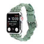 For Apple Watch Ultra 49mm / Series 8&7 45mm / SE 2&6&SE&5&4 44mm / 3&2&1 42mm Leather Woven Single Loop Watch Band(Green)