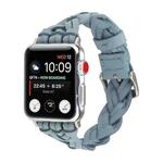 For Apple Watch Ultra 49mm / Series 8&7 45mm / SE 2&6&SE&5&4 44mm / 3&2&1 42mm Leather Woven Single Loop Watch Band(Sky Blue)