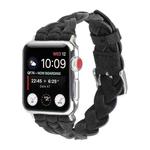 For Apple Watch Series 8&7 41mm / SE 2&6&SE&5&4 40mm / 3&2&1 38mm Leather Woven Single Loop Watch Band(Black)