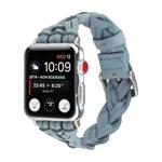 For Apple Watch Series 8&7 41mm / SE 2&6&SE&5&4 40mm / 3&2&1 38mm Leather Woven Single Loop Watch Band(Sky Blue)