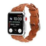 For Apple Watch Series 8&7 41mm / SE 2&6&SE&5&4 40mm / 3&2&1 38mm Leather Woven Single Loop Watch Band(Brown)