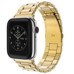 For Apple Watch 46mm / 49mm / 45mm / 44mm xDfind Three Beads Fold Buckle Stainless Steel Watch Band(Gold)