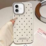 For iPhone 16 Plus Glitter Powder Dots Pattern Rhinestone Large Hole Phone Case(White)