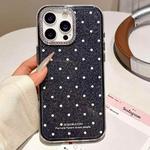For iPhone 13 Pro Max Glitter Powder Polka Dots Rhinestone Large Hole Phone Case(Black)