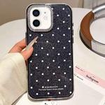 For iPhone 11 Glitter Powder Polka Dots Rhinestone Large Hole Phone Case(Black)