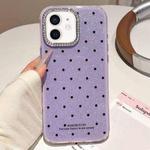 For iPhone 11 Glitter Powder Polka Dots Rhinestone Large Hole Phone Case(Purple)