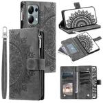 For OPPO Reno13 Pro Multi-Card Totem Zipper Leather Phone Case(Grey)