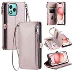 For Honor 400 Lite Leather Stitching Multi-card Slot Zipper Phone Case(Rose Gold)