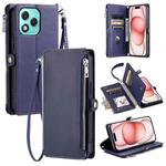 For Honor 400 Lite Leather Stitching Multi-card Slot Zipper Phone Case(Blue)