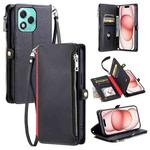 For Honor 400 Lite Leather Stitching Multi-card Slot Zipper Phone Case(Black)