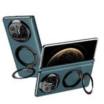 For Huawei Mate X6 Metal Folding Holder Hinge MagSafe Leather Shockproof Phone Case(Green)