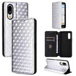 For Sharp Basio Active3 Cubic Grid Texture Flip Leather Phone Case(Silver)