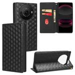 For Sharp Aquos R8 Pro / Leica Leitz Phone 3 Cubic Grid Texture Flip Leather Phone Case(Black)
