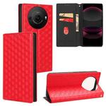 For Sharp Aquos R8 Pro / Leica Leitz Phone 3 Cubic Grid Texture Flip Leather Phone Case(Red)