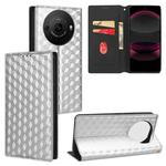 For Sharp Aquos R8 Pro / Leica Leitz Phone 3 Cubic Grid Texture Flip Leather Phone Case(Silver)