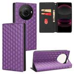 For Sharp Aquos R8 Pro / Leica Leitz Phone 3 Cubic Grid Texture Flip Leather Phone Case(Purple)
