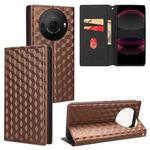 For Sharp Aquos R8 Pro / Leica Leitz Phone 3 Cubic Grid Texture Flip Leather Phone Case(Brown)