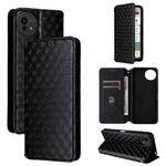 For Sharp Aquos wish5 Cubic Grid Texture Flip Leather Phone Case(Black)