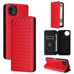 For Sharp Aquos wish5 Cubic Grid Texture Flip Leather Phone Case(Red)