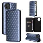 For Sharp Aquos wish5 Cubic Grid Texture Flip Leather Phone Case(Blue)