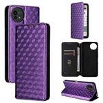 For Sharp Aquos wish5 Cubic Grid Texture Flip Leather Phone Case(Purple)