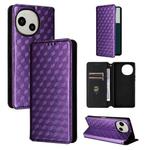 For Sharp Aquos R10 / R9 Cubic Grid Texture Flip Leather Phone Case(Purple)