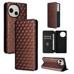 For Sharp Aquos R10 / R9 Cubic Grid Texture Flip Leather Phone Case(Brown)
