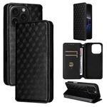For iPhone 16 Pro Cubic Grid Texture Flip Leather Phone Case(Black)