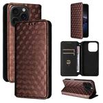 For iPhone 16 Pro Cubic Grid Texture Flip Leather Phone Case(Brown)