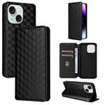 For iPhone 15 Plus Cubic Grid Texture Flip Leather Phone Case(Black)