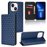 For iPhone 14 Plus Cubic Grid Texture Flip Leather Phone Case(Blue)