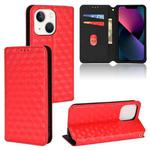 For iPhone 13 Cubic Grid Texture Flip Leather Phone Case(Red)